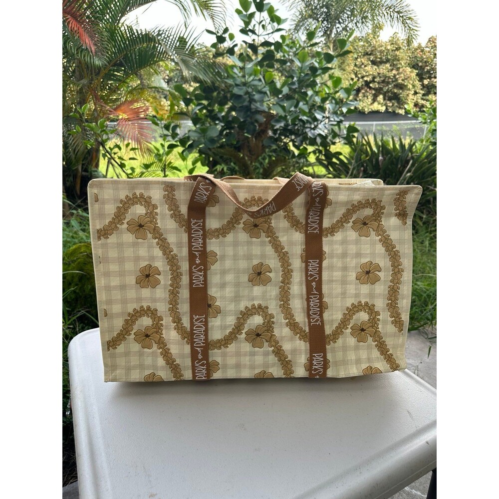 Parks & Paradise Hawaiian Yellow Palaka Puakenikeni Jet Set Carry-On Bucha Tote